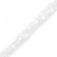 Top Facett Glasschliffperlen Würfel 2x2mm Bright white-pearl shine coating